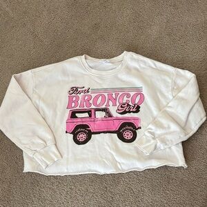 Ford Bronco Girl White and Pink Sweatshirt size medium